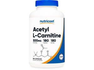 Nutricost Acetil L-Carnitina 500 mg, 180 cápsulas - Sin OGM y sin gluten