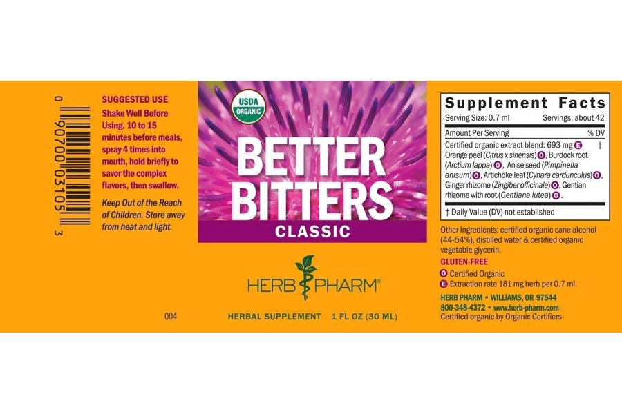 Herb Pharm Better Bitters amargos digestivos orgánicos certificados, clásico, 1 onza - Image 2