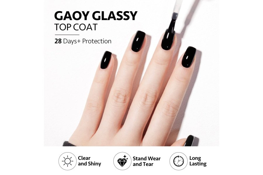 GAOY Juego de 2 capas superiores y base de gel vidrioso de 0.6 fl oz, combinación de base sin limpiar para esmalte de uñas de curado con luz UV - Image 4