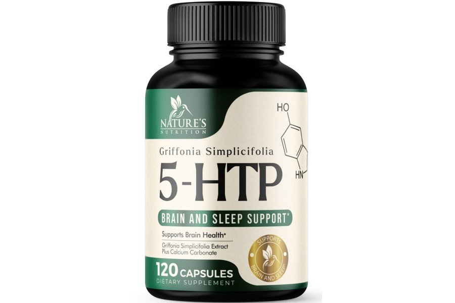 5 cápsulas de suplemento HTP 200 mg 5HTP Plus calcio para el estado de ánimo cerebral y apoyo al sueño - Fórmula 5-HTP extra fuerte - 5 hidroxitriptófano - Natural, vegetariano, sin gluten y sin OGM - 120 unidades
