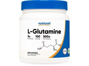 Nutricost L-Glutamina en polvo (500 gramos) sin sabor, sin gluten y sin OGM, 100 porciones