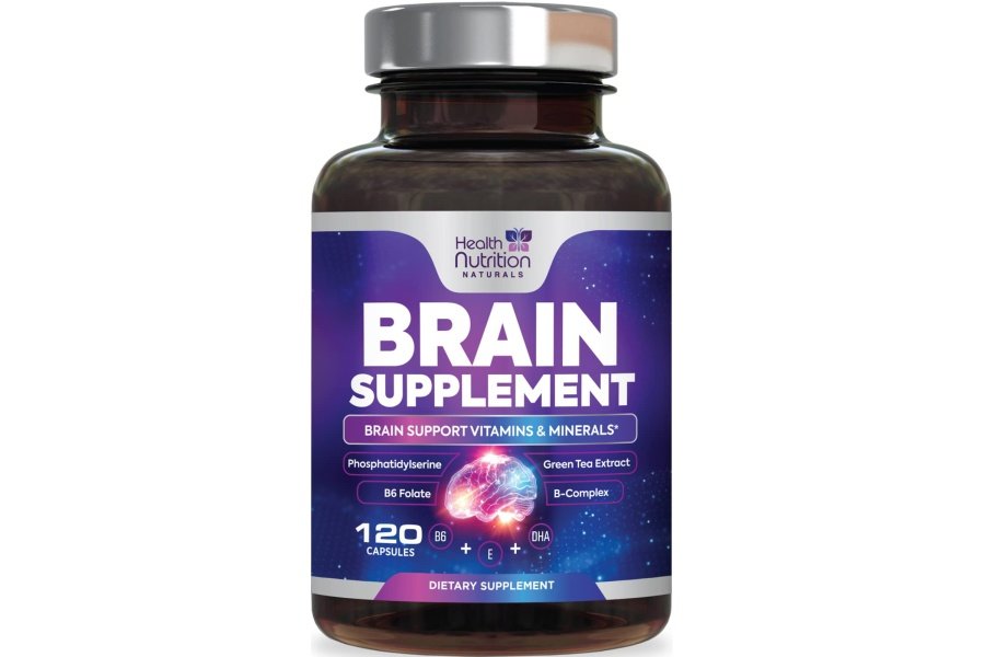 Suplementos cerebrales para la memoria y el enfoque - Nootrópico para la concentración, apoyo cognitivo y de claridad mental, DMAE Bacopa, fosfatidilserina, vitaminas para la salud del refuerzo cerebral B12, B6, C, E - 120 cápsulas