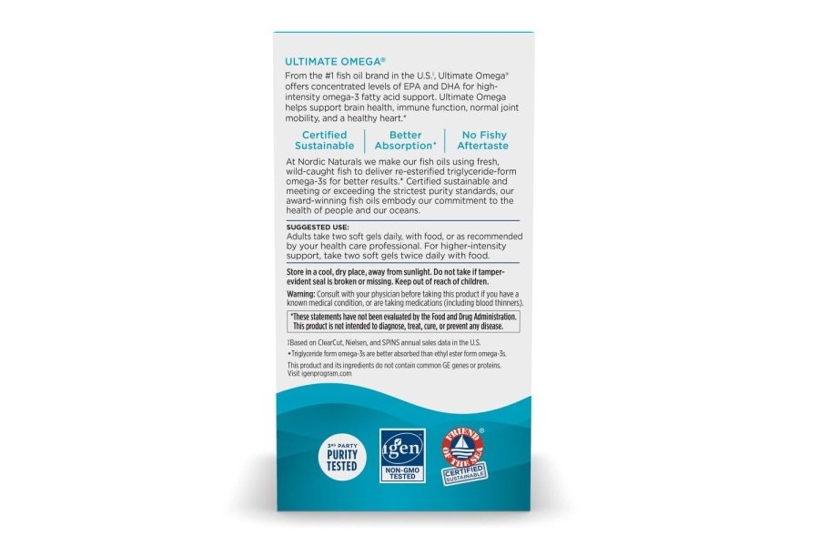 Nordic Naturals Ultimate Omega, sabor a limón - 90 cápsulas blandas - 1280 mg de Omega-3 - Suplemento de aceite de pescado Omega-3 de alta potencia con EPA y DHA - Promueve la salud del cerebro y el corazón - Sin OGM - 45 porciones - Image 3