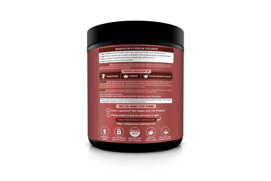 Polvo de proteína de colágeno múltiple hidrolizado (tipo I II III V X) Caldo súper hueso todo en uno alimentado con pasto + péptidos de colágeno - Mezcla premium de carne de res, pollo, pescado salvaje y colágeno de cáscara de huevo alimentados con pasto - Image 3