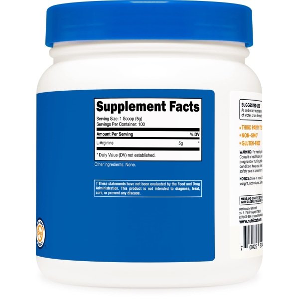 Nutricost L-Arginina en polvo 500 gramos (1,1 libras) - L-Arginina pura en polvo - 5000 mg por porción; 100 porciones - Image 4