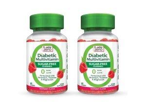 Gomitas multivitamínicas YumVs de YUM-V | Suplemento vitamínico sin azúcar para mujeres y hombres | Cromo, Tiamina y Magnesio | Masticables naturales con sabor a frambuesa, 60 unidades, (paquete de 2)