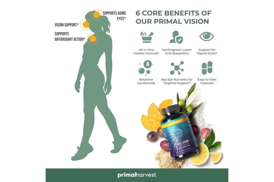 Primal Harvest Vision and Eye Support Complex con luteína, zeaxantina más vitamina E, extracto de arándano y extracto de arándano para la salud ocular general para hombres y mujeres, 60 cápsulas - Image 4
