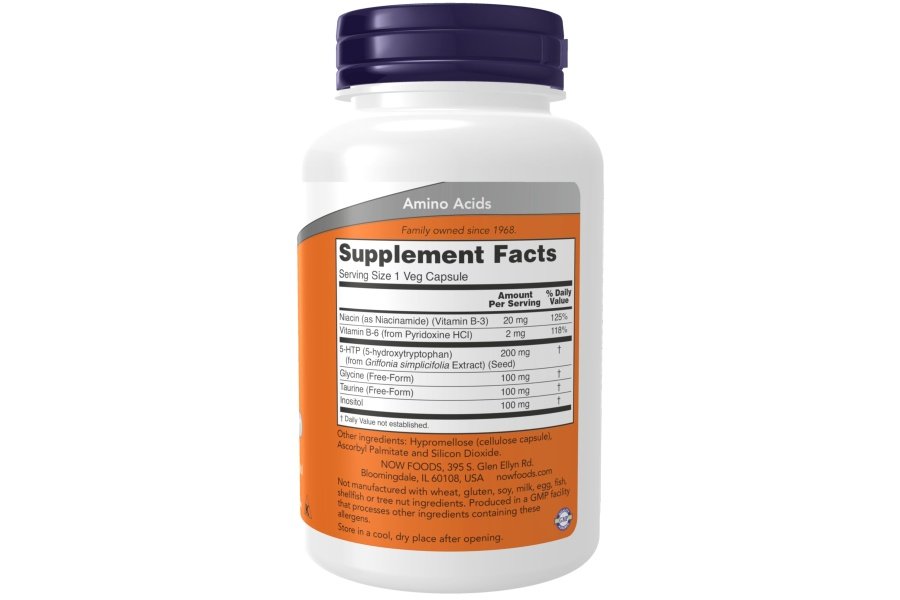 NOW Suplementos, 5-HTP (5-hidroxitriptófano) 200 mg, doble potencia, soporte para neurotransmisores*, 120 cápsulas vegetales - Image 2