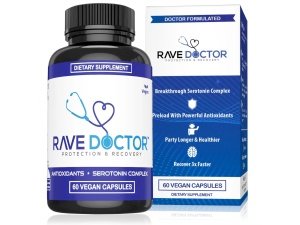 Suplemento Rave Doctor 5 HTP - Vitaminas Rave esenciales para asistentes al festival, accesorios Rave, elementos esenciales para festivales, equipo para festivales, elementos esenciales para Rave, suplemento de 5 htp
