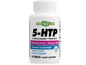 Nature's Way 5-HTP, calma los nervios y apoya el apetito*, L-5-hidroxitriptófano, vitaminas B6 y C, extracto de frijol Griffonia 50 mg por tableta, 60 unidades