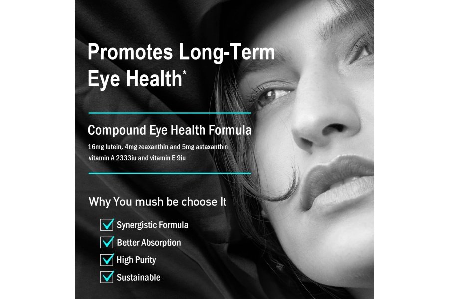Dr. Brian Eye Vitamins Luteína y zeaxantina Cápsula Suplemento de luteína con luteína 16 mg Zeaxantina 4 mg Astaxantina 5 mg Vitamina A 2333 UI Vitamina E 9 UI para ojos secos Salud de la visión - Image 2