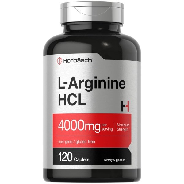 Horbäach L-Arginina 4000mg | 120 comprimidos | Precursor de óxido nítrico de máxima resistencia | Suplemento vegetariano, sin OGM y sin gluten