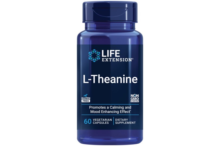 Life Extension L-teanina, 100 mg, 60 cápsulas vegetarianas: apoya un efecto calmante y que mejora el estado de ánimo, aminoácido derivado del té, sin gluten, sin OGM