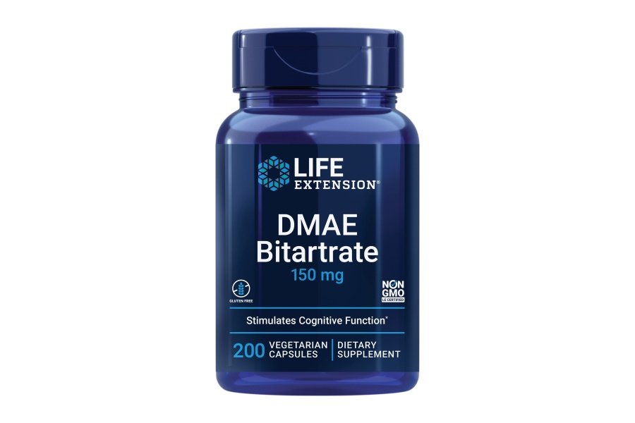 Bitartrato de DMAE - Suplemento de dimetilaminoetanol para la salud del cerebro, el enfoque y la memoria - Apoya la producción de colina del neurotransmisor esencial - Sin OGM, sin gluten, vegetariano - 200 cápsulas
