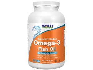 Suplementos de NOW Foods, Omega-3 180 EPA / 120 DHA, destilado molecularmente, soporte cardiovascular*, 500 cápsulas blandas