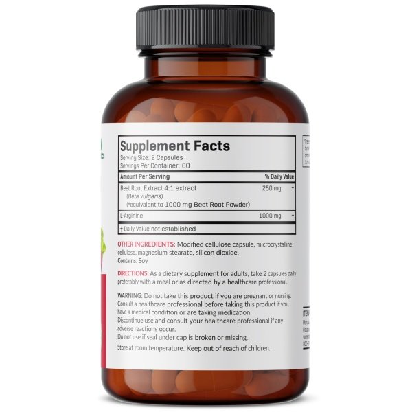Futurebiotics Raíz de remolacha + L-Arginina 2000 MG, sin OGM, 120 cápsulas vegetarianas - Image 2