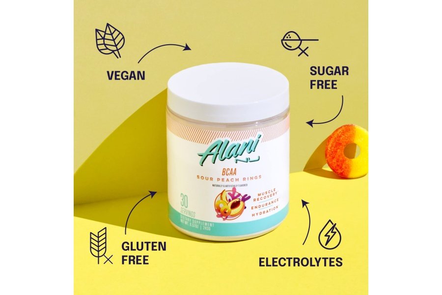 ANILLO MELOCOTÓN AGRIO BCAA de Alani Nu | Aminoácidos esenciales de cadena ramificada | Fórmula 2:1:1 | Suplemento en polvo | Vitaminas para la recuperación muscular después del entrenamiento | 30 porciones - Image 5