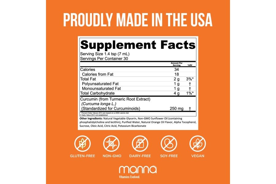 Manna Vitamins Curcumina líquida liposomal evolucionada para absorción avanzada El mejor suplemento de cúrcuma para una vida saludable - Image 2