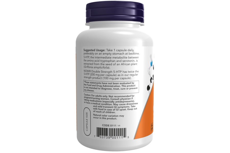 NOW Suplementos, 5-HTP (5-hidroxitriptófano) 200 mg, doble potencia, soporte para neurotransmisores*, 120 cápsulas vegetales - Image 3