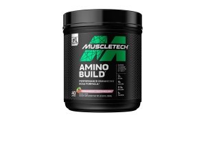Aminoácidos BCAA + polvo de electrolitos MuscleTech Amino construye 7 g de BCAA + electrolitos que apoyan la recuperación muscular, desarrollan músculo magro y aumentan la resistencia Sandía fresa (40 porciones)