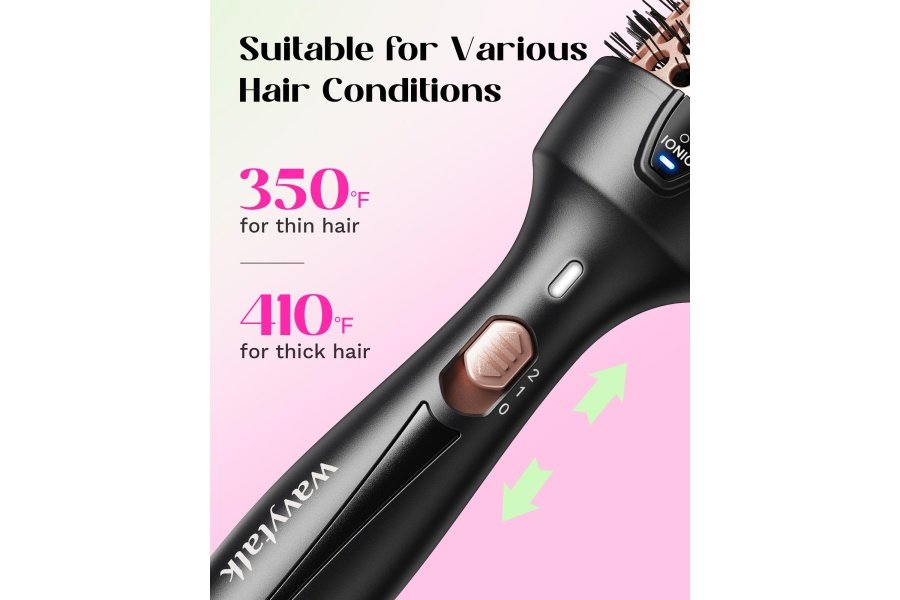 Cepillo térmico Wavytalk Pro para un aspecto soplado, cepillo redondo con calefacción iónica de 1 1/2 pulgadas que hace que el cabello sea más suave, cepillo redondo térmico de doble voltaje para obtener rizos naturales, fácil de usar, calentamiento rápido 30S - Image 5