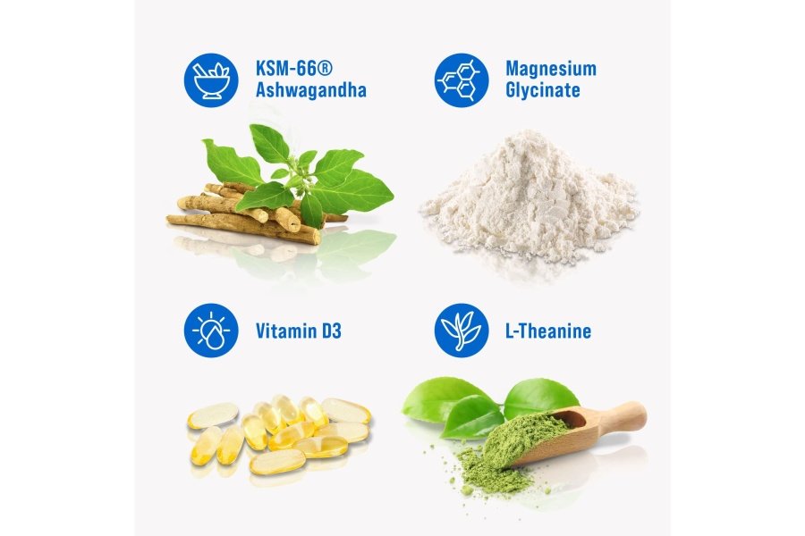 Mezcla de bebida en polvo Nello Supercalm, limonada de frambuesa, L teanina, Ashwagandha Ksm-66, glicinato de magnesio, vitamina D 3, suplementos para relajación y concentración, sin azúcar, sin OGM, para llevar, 20 unidades - Image 7
