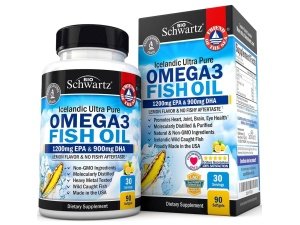 Suplemento de aceite de pescado Omega 3 de triple potencia - 2250 mg de ácidos grasos Omega 3 EPA DHA de pescado silvestre, apoya la salud de las articulaciones, los ojos y el cerebro - Sabor a limón sin eructos, sin gluten, 90 cápsulas blandas de Omega3