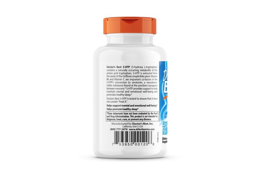 Doctor's Best 5-HTP mejorado con vitaminas B6 y C, sin OGM, vegano, sin gluten ni soja, 120 unidades - Image 2