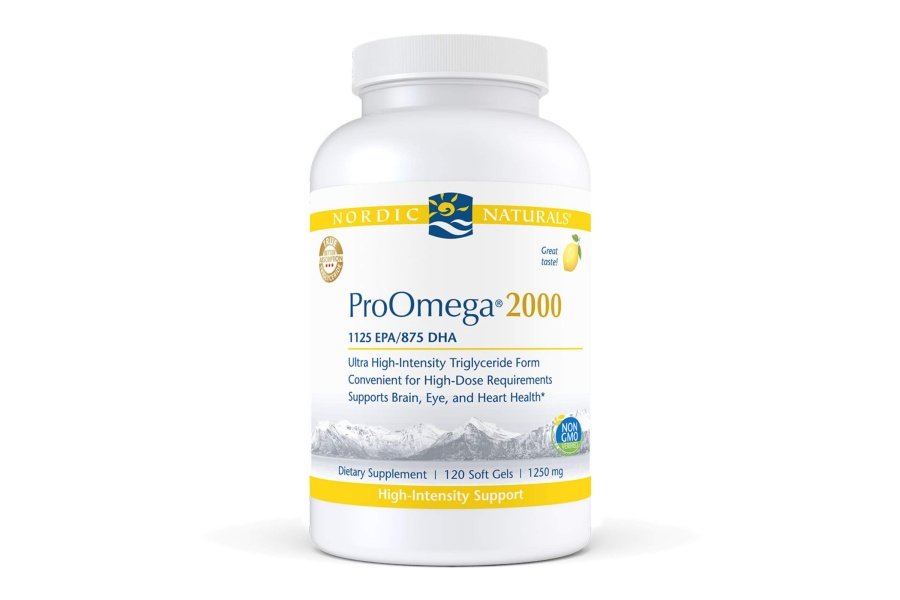 Nordic Naturals ProOmega 2000, sabor a limón - 120 geles blandos - 2150 mg Omega-3 - Aceite de pescado de potencia ultraalta - EPA y DHA - Promueve la salud del cerebro, los ojos, el corazón y el sistema inmunológico - Sin OGM - 60 porciones