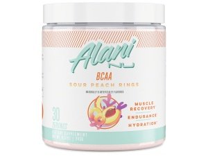 ANILLO MELOCOTÓN AGRIO BCAA de Alani Nu | Aminoácidos esenciales de cadena ramificada | Fórmula 2:1:1 | Suplemento en polvo | Vitaminas para la recuperación muscular después del entrenamiento | 30 porciones
