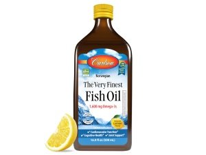 Carlson - The Very Finest Fish Oil, 1600 mg Omega-3, suplemento líquido, noruego, capturado en la naturaleza, de origen sostenible, limón, 16,9 onzas líquidas