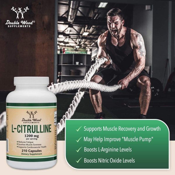 Cápsulas de L Citrulina 1200 mg por porción, 210 unidades (L-Citrulina aumenta los niveles de L-Arginina, actúa como un potenciador de óxido nítrico) Suplemento de recuperación muscular para mejorar la bomba muscular de Double Wood - Image 4