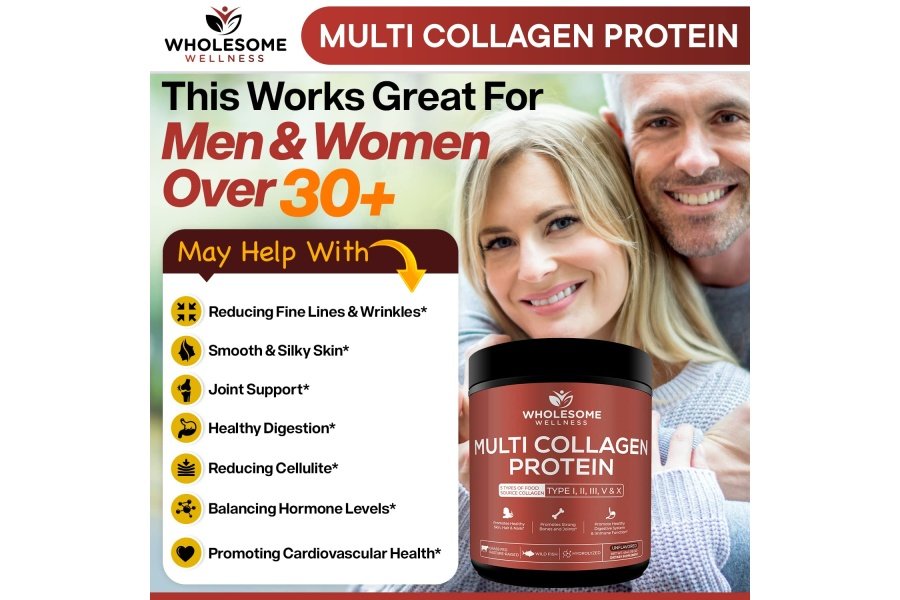 Polvo de proteína de colágeno múltiple hidrolizado (tipo I II III V X) Caldo súper hueso todo en uno alimentado con pasto + péptidos de colágeno - Mezcla premium de carne de res, pollo, pescado salvaje y colágeno de cáscara de huevo alimentados con pasto - Image 4