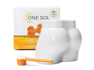 Creatina One Sol para mujeres para ganar glúteos, polvo de creatina totalmente natural para mujeres con creapure, aumenta la masa muscular magra, reduce el tiempo de recuperación, promueve la salud del cerebro y los huesos (sin sabor, 100 porciones)