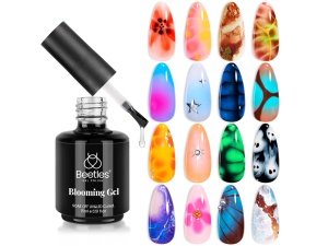 Beetles Nail Blooming Gel 15ml Esmalte de gel en flor transparente con luz ultravioleta para efecto de extensión Mármol Piedra natural Acuarela Estampado floral Soak off Nail Gel Diy Nail Art Design Manicura Regalo para mujeres