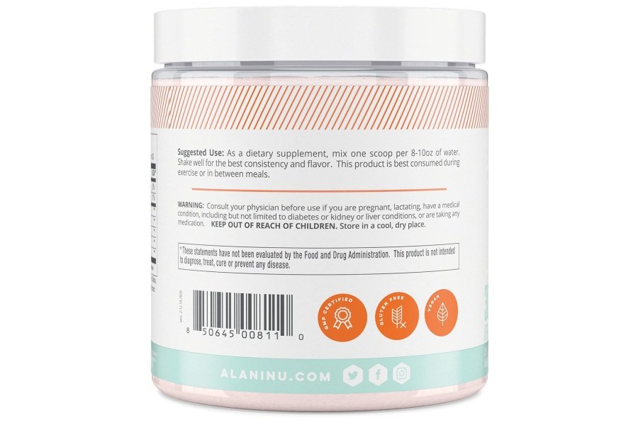 ANILLO MELOCOTÓN AGRIO BCAA de Alani Nu | Aminoácidos esenciales de cadena ramificada | Fórmula 2:1:1 | Suplemento en polvo | Vitaminas para la recuperación muscular después del entrenamiento | 30 porciones - Image 3