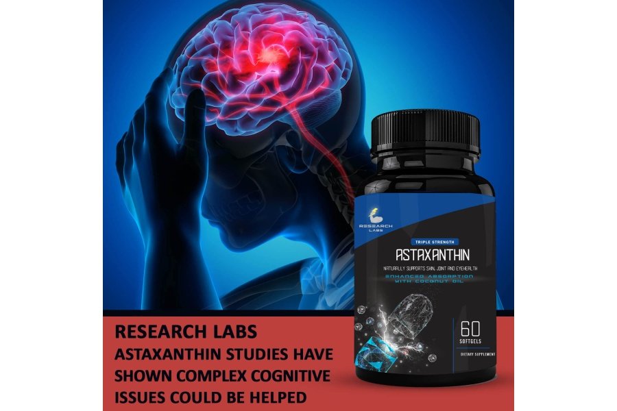 Research Labs Astaxantina natural de triple potencia, 12 mg, cápsulas blandas + botella extra de aceite de coco orgánico para una mejor absorción, potente antioxidante que apoya la salud de las articulaciones y el corazón, 120 cápsulas blandas en total - Image 5
