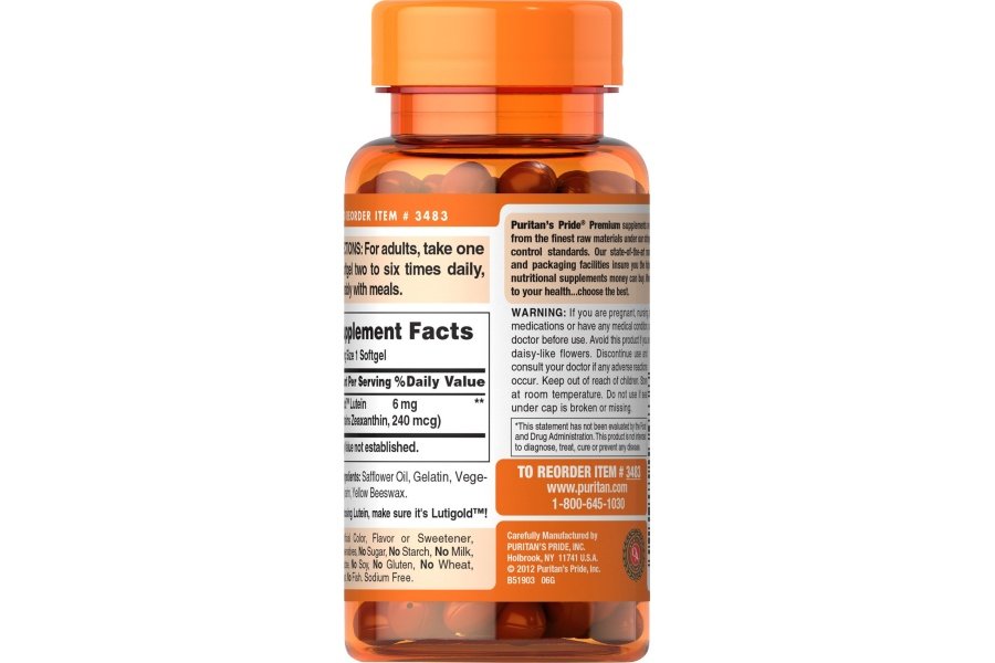 Puritan's Pride Luteína 6 mg con zeaxantina apoya la salud ocular, cápsula blanda, 200 unidades - Image 2