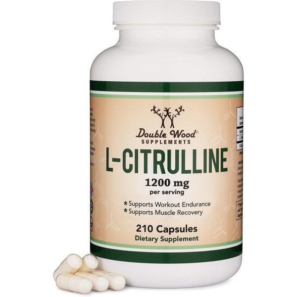 Cápsulas de L Citrulina 1200 mg por porción, 210 unidades (L-Citrulina aumenta los niveles de L-Arginina, actúa como un potenciador de óxido nítrico) Suplemento de recuperación muscular para mejorar la bomba muscular de Double Wood