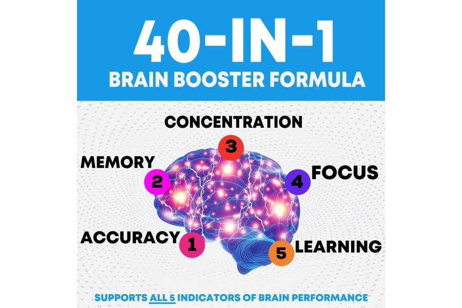 Suplementos cerebrales nootrópicos para la memoria y el enfoque - 40 nootrópicos y vitaminas para apoyar la claridad y la concentración, píldoras de memoria para la salud cerebral con fosfatidilserina bacopa huperzina y DMAE - 180 cápsulas - Image 7