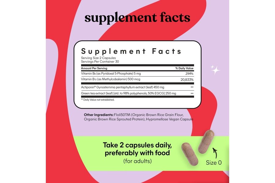 Lemme Burn - Metabolismo, quema de grasa del vientre + suplemento activador AMPK para hombres y mujeres con actiponina gynostemma clínicamente estudiada, extracto de té verde, vitaminas B6 y B12 - vegano, sin gluten, 60 unidades - Image 5