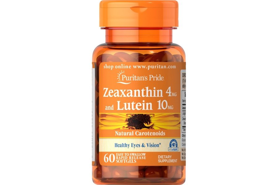 Puritan's Pride Zeaxantina 4 mg con luteína 10 mg, apoya ojos y visión saludables*, 60 ct