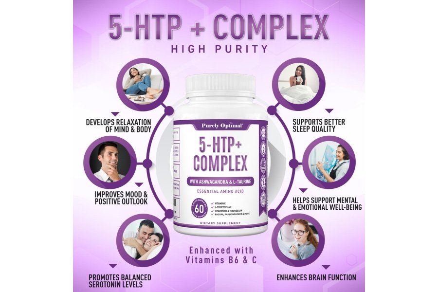 Suplemento Premium 5-HTP Plus 250 mg de fuerza máxima - Ayuda para dormir, mejora el estado de ánimo, promueve la calma y la relajación, apoya el manejo del estrés - Mejorado con vitamina B6, sin gluten, sin OGM, 60 cápsulas vegetales - Image 3