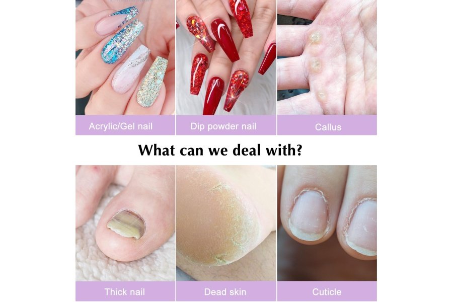 COSLUS Lima eléctrica para taladro de uñas profesional: para uñas en polvo de gel acrílico, kit de máquina perforadora de uñas portátil, herramientas de manicura y pedicura, juego de pulido con brocas para uñas, bandas de lijado - Image 3