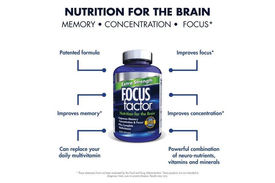 Focus Factor Adultos Extra Fuerza, 120 unidades - Suplemento cerebral para memoria, concentración y enfoque - Multivitamina completa con DMAE, vitamina D, DHA - Vitaminas de salud confiables - Image 2