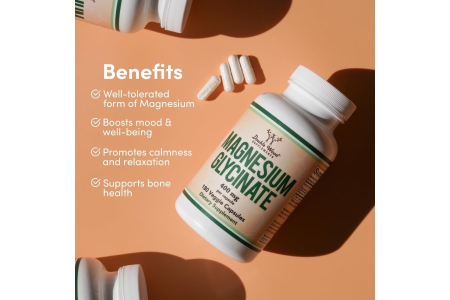 Glicinato de magnesio 400 mg, 180 cápsulas (seguro para veganos, probado por terceros, sin gluten, sin OGM) Magnesio de alta absorción de Double Wood Supplements - Image 5