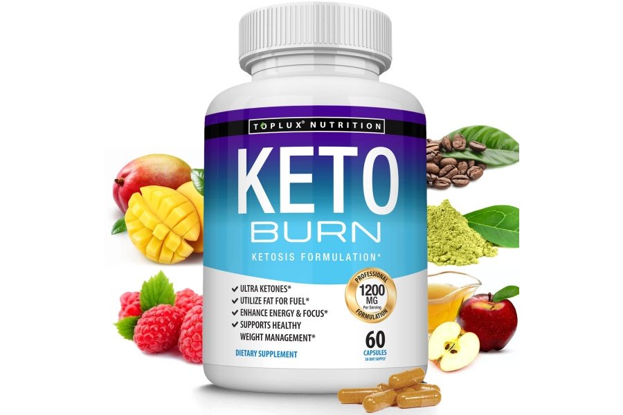 Toplux Keto Burn Pills Ketosis Pérdida de peso - 1200 mg Quemador de grasa cetogénico natural ultra avanzado usando dieta de cetonas para hombres y mujeres Suplemento de 60 cápsulas