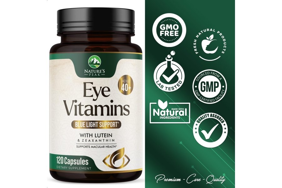 Suplemento de vitaminas y minerales para los ojos con luteína, zeaxantina, arándano y zinc, apoya la fatiga ocular, salud de la visión para adultos con vitaminas C y E, sin OGM, suplemento de vitaminas veganas para los ojos - 120 cápsulas - Image 4