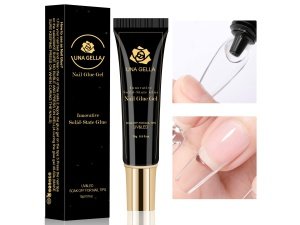 UNA GELLA Gel suave para uñas, pegamento en gel sólido para uñas, gel de 0.5 fl oz, lámpara de curado necesario, pegamento sólido para remojar, gel de pegamento para uñas súper fuerte para uñas acrílicas, extensión de uñas postizas, uñas postizas