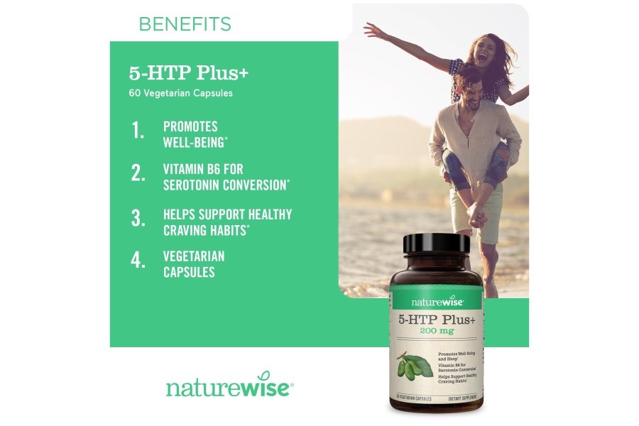 NatureWise 5-HTP 200 mg de apoyo al estado de ánimo, ayuda natural para dormir ayuda a promover hábitos alimentarios saludables, cápsulas de liberación retardada fáciles de digerir mejoradas con vitamina B6, sin OGM (suministro para 2 meses - 60 unidades) - Image 5